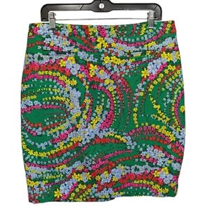 $109 NEW Talbots Petite Pencil Skirt Colorful Green Floral Swag Garland 14P